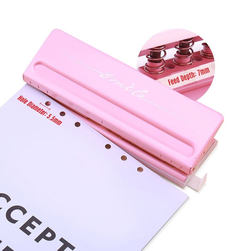 Adjustable 6-Hole Desktop Punch Puncher for A4 A5 A6 B7 Dairy Planner Organizer Six Ring