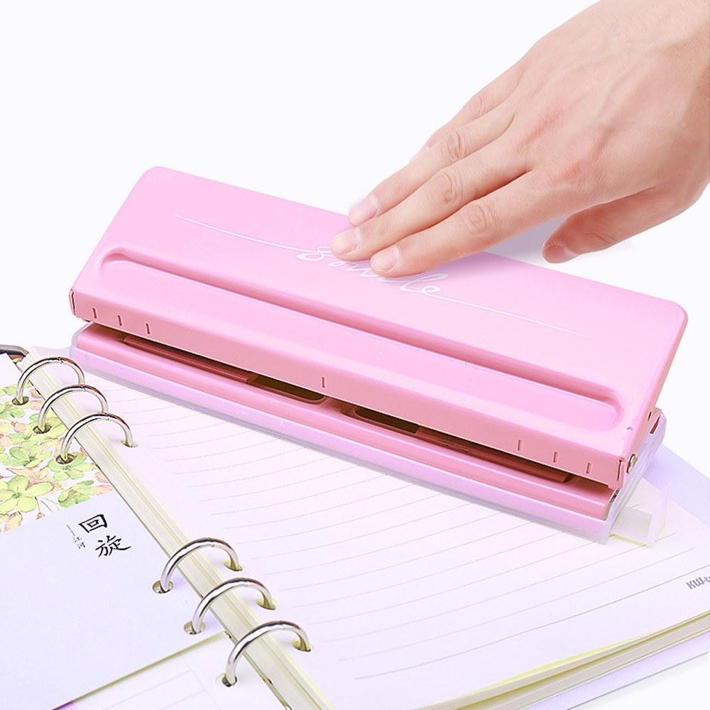 Adjustable 6-Hole Desktop Punch Puncher for A4 A5 A6 B7 Dairy Planner Organizer Six Ring