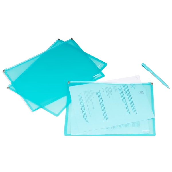 Large Aqua Zip Folios, Set of 3