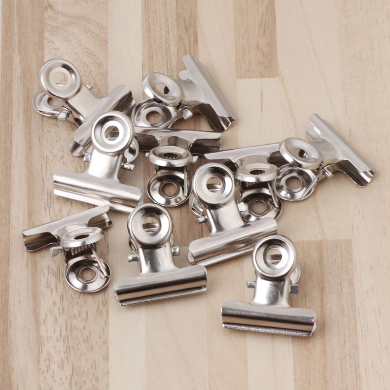 10Pcs Metal Bulldog Grip Clip Food Sealer Bag Clamp Paper Document Ticket Binder