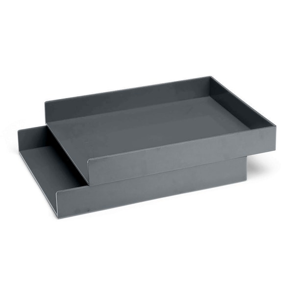 Dark Gray Letter Trays, Set of 2