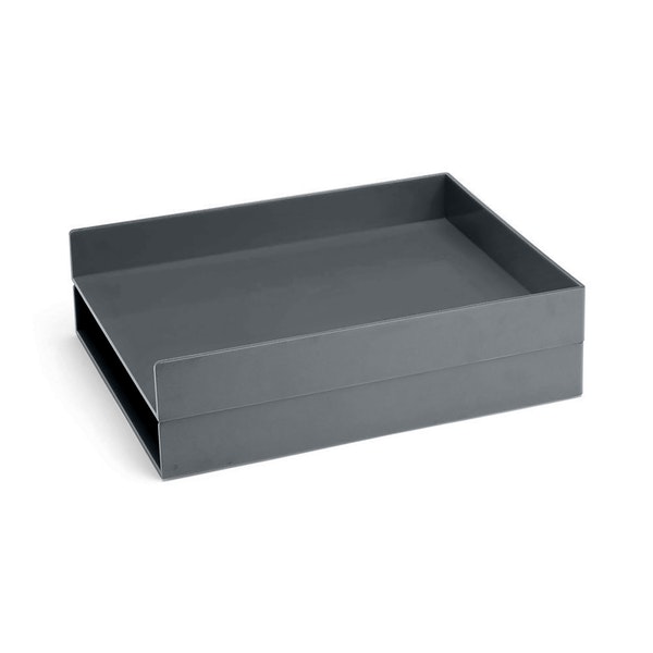 Dark Gray Letter Trays, Set of 2