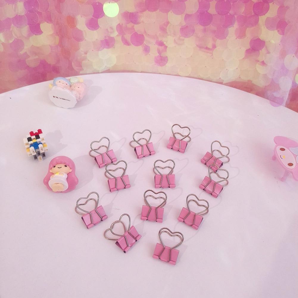 Romantic Pink Color Metal Clips Notes Letter Heart Shape Clip School Office Supplies 6pcs/lot