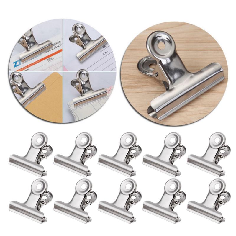 10Pcs Metal Bulldog Grip Clip Food Sealer Bag Clamp Paper Document Ticket Binder