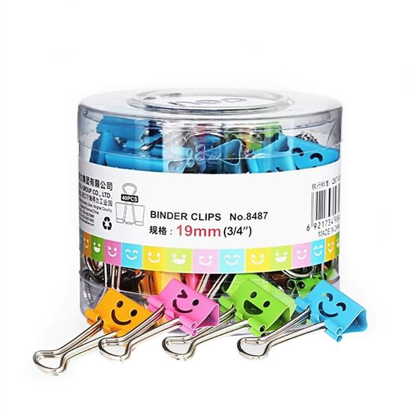 40 Pcs Binder Clips Smile Face File Paper Clip for Home School Office