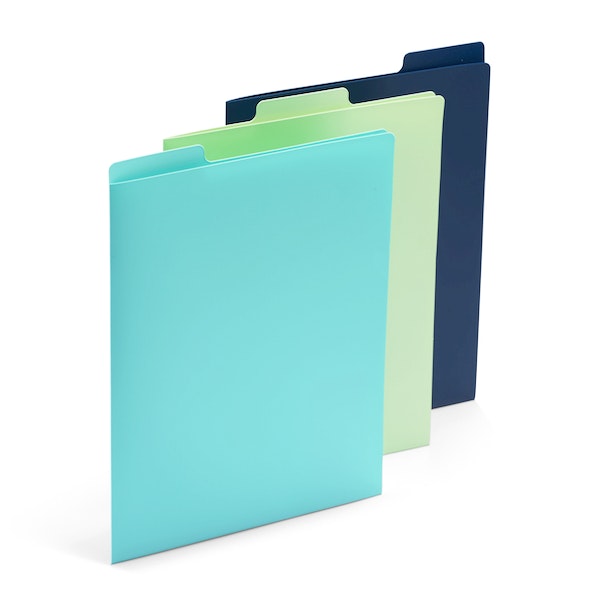 Aqua, Mint + Navy Vertical File Folders, Set of 3