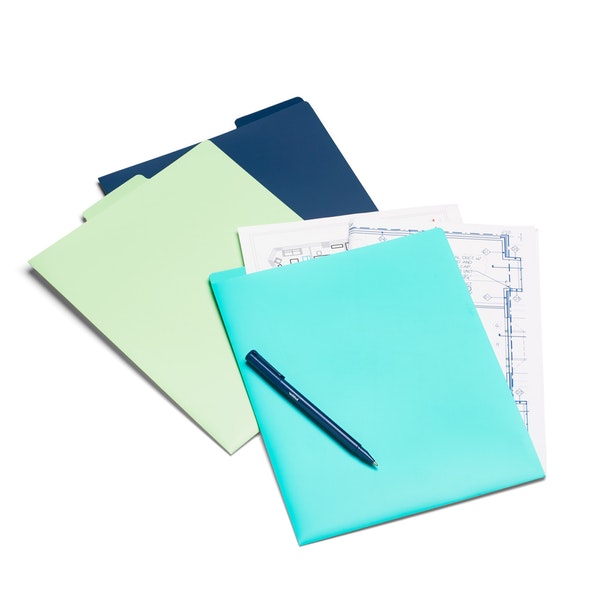 Aqua, Mint + Navy Vertical File Folders, Set of 3