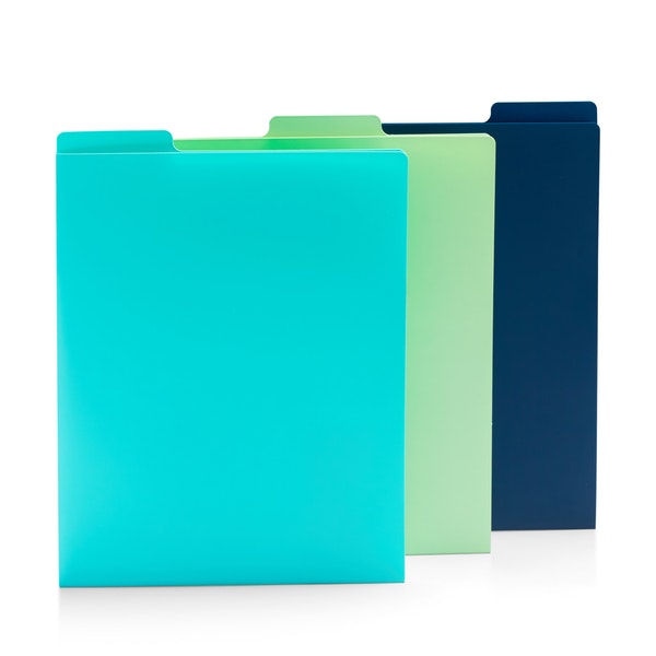 Aqua, Mint + Navy Vertical File Folders, Set of 3