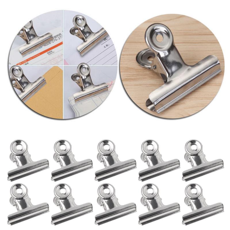 10Pcs Metal Bulldog Grip Clip Food Sealer Bag Clamp Paper Document Ticket Binder