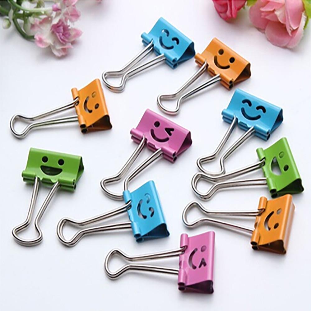 10 Pcs Smile Metal Clip Cute Binder Clips Album Paper Clips Stationary Office