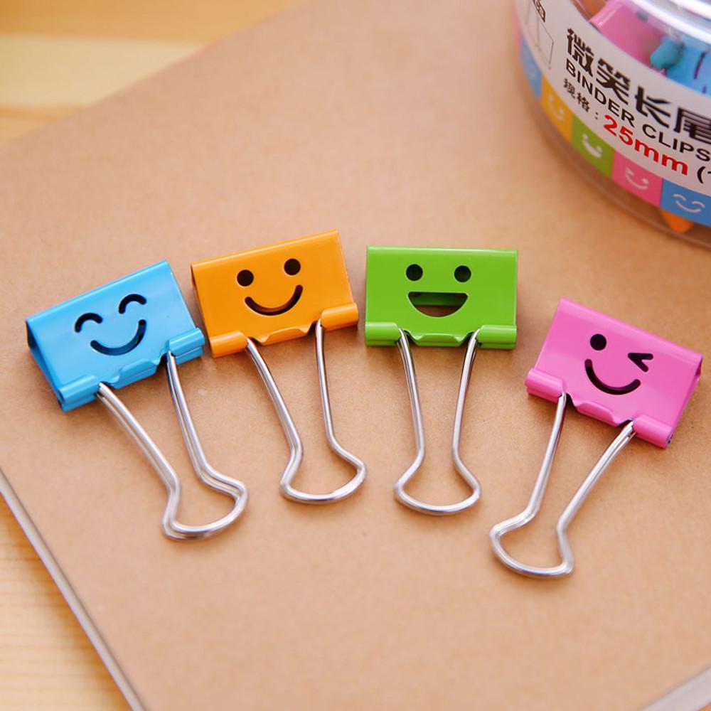 10 Pcs Smile Metal Clip Cute Binder Clips Album Paper Clips Stationary Office