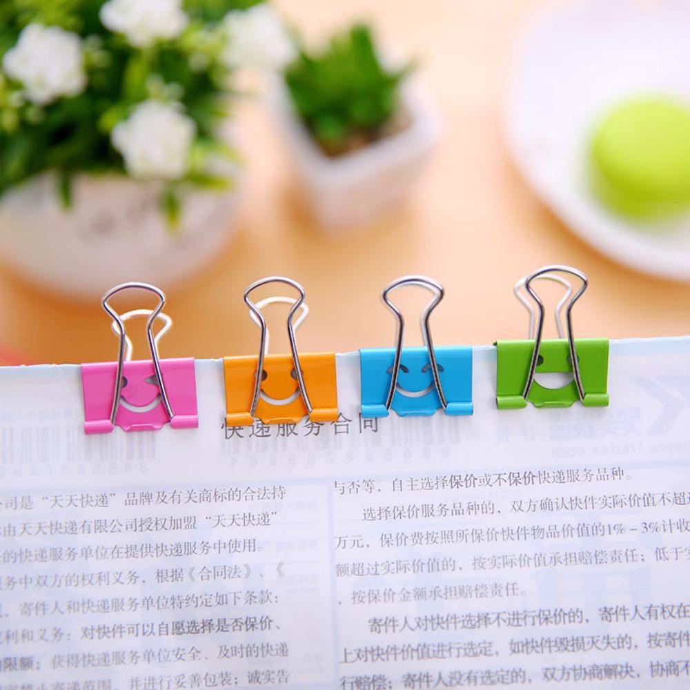 10 Pcs Smile Metal Clip Cute Binder Clips Album Paper Clips Stationary Office