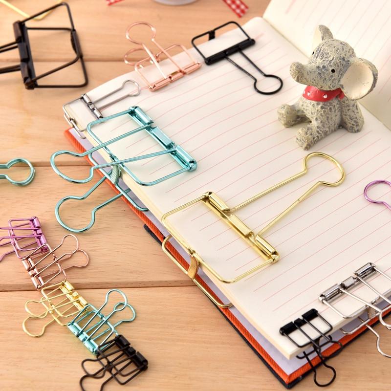 Paper Binder Clips Bookend Retro Colorful Creative Dovetail Clamp Home Office School File Stationery