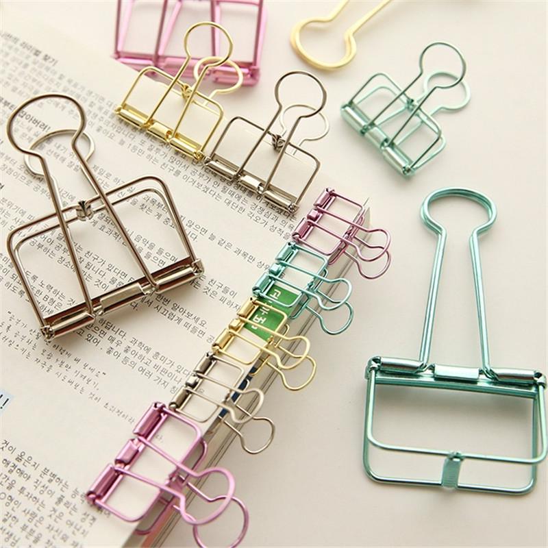 Paper Binder Clips Bookend Retro Colorful Creative Dovetail Clamp Home Office School File Stationery