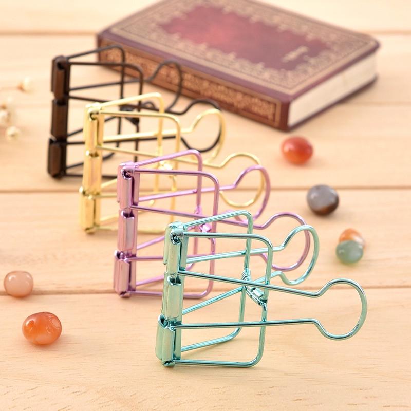 Paper Binder Clips Bookend Retro Colorful Creative Dovetail Clamp Home Office School File Stationery