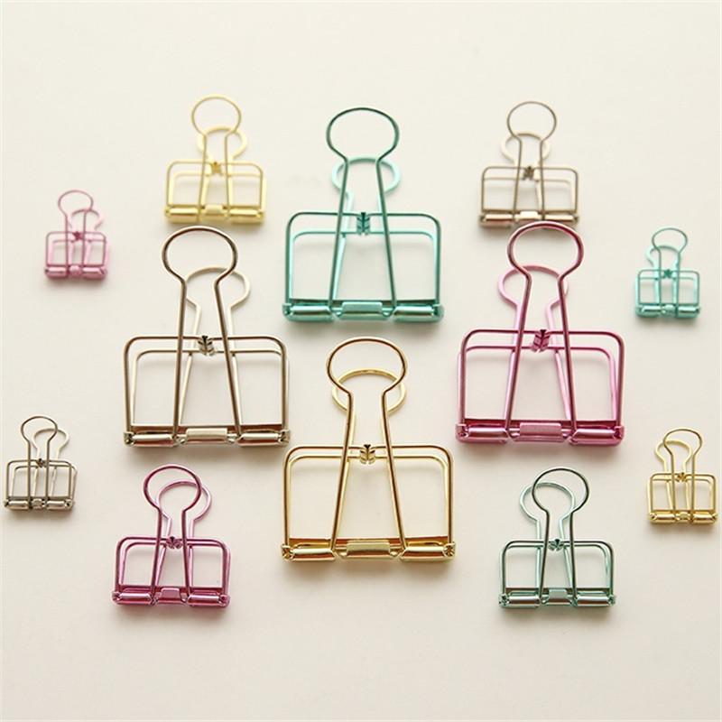 Paper Binder Clips Bookend Retro Colorful Creative Dovetail Clamp Home Office School File Stationery