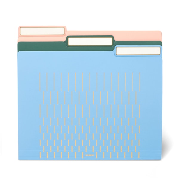 Assorted Pastels with Gold Print File Folders, Set of 6