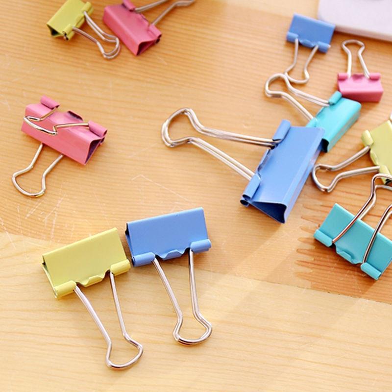 15-51mm 10 PCS Colorful Metal Paper File Ticket Binder Clips Office Supply Clip Ramndom Color