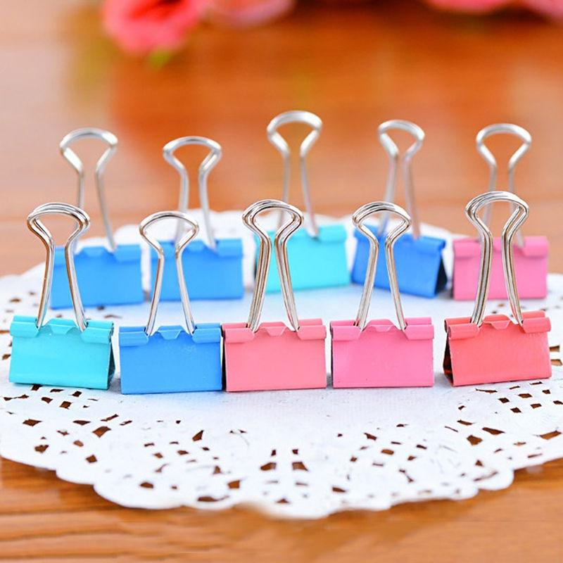 15-51mm 10 PCS Colorful Metal Paper File Ticket Binder Clips Office Supply Clip Ramndom Color