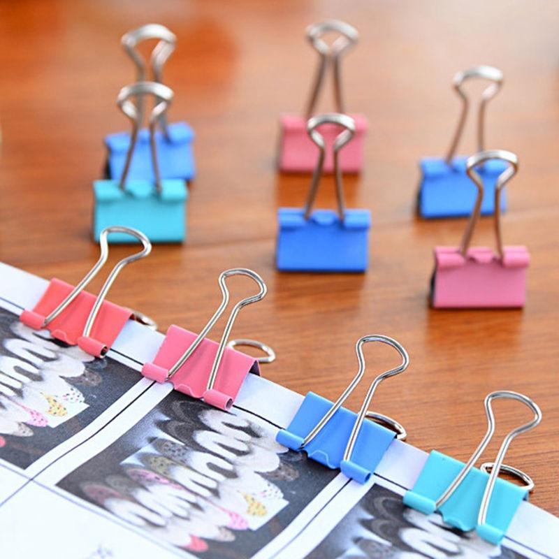 15-51mm 10 PCS Colorful Metal Paper File Ticket Binder Clips Office Supply Clip Ramndom Color