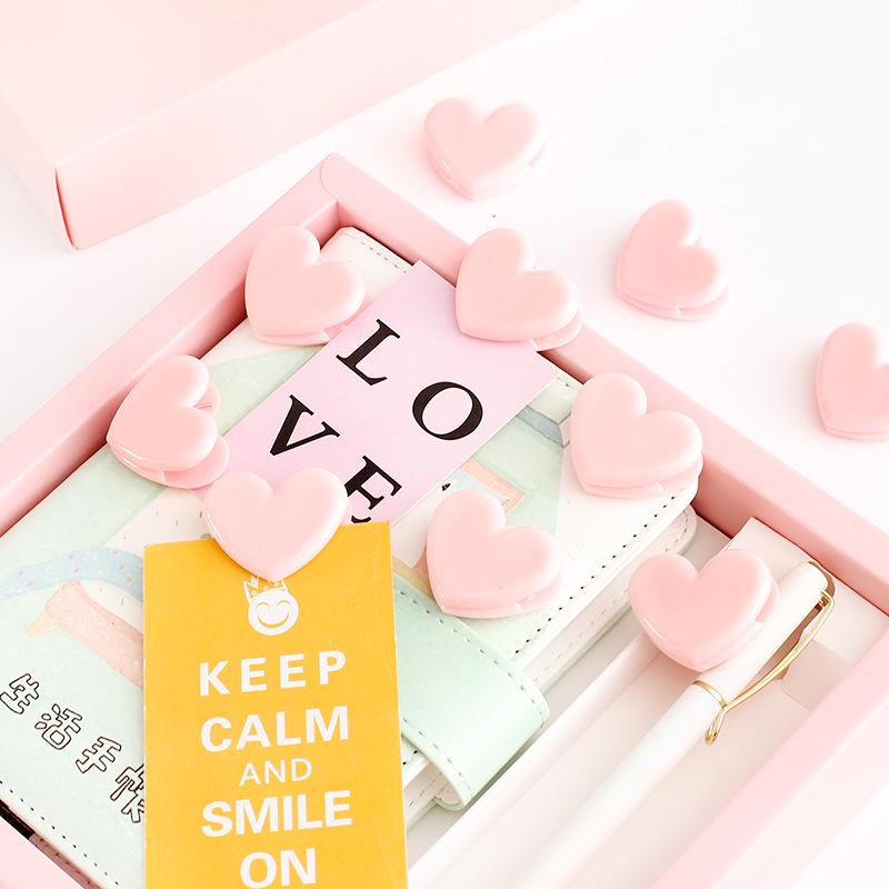 10pcs Pink Love Decoration Clips Cute Heart Paper Clip for Memo Photo Wedding Girl Gift School A6967