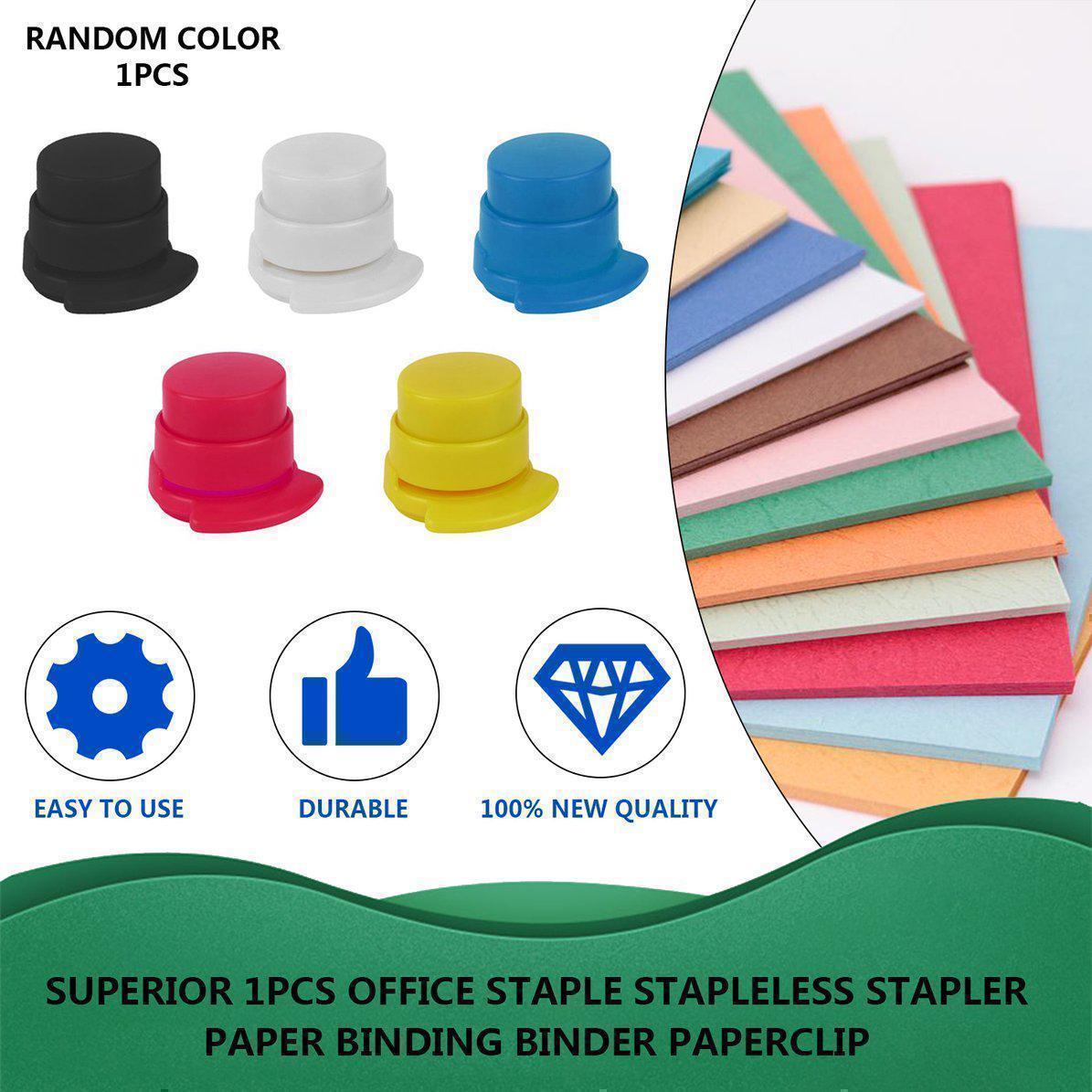 1pcs Office Staple Stapleless Stapler Paper Binding Binder Paperclip CH