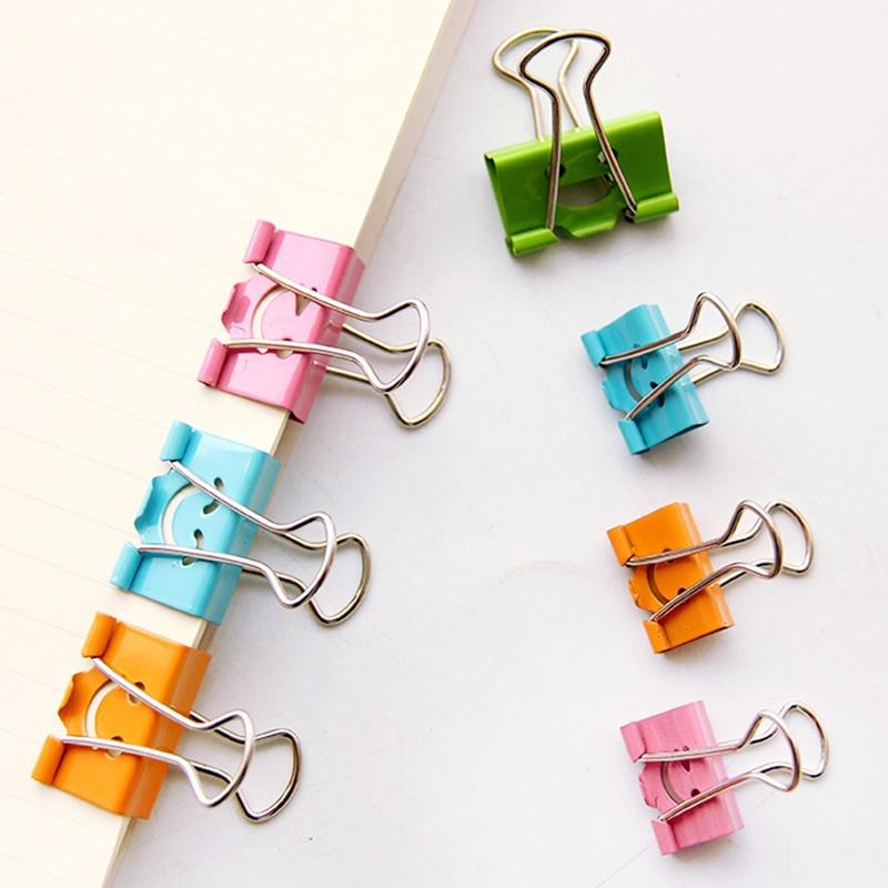 8PCs Korean Fashion Smile Face Colorful Metal Small Paper Binder Clips School Office Stationery