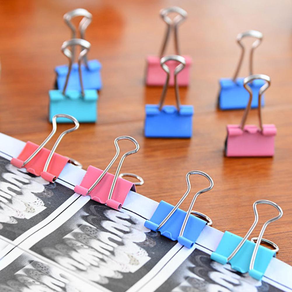 10pcs Colorful Metal Binder Clips Notes Letter Paper Clip Office Stationery