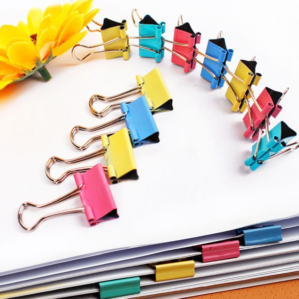 10pcs Colorful Metal Binder Clips Notes Letter Paper Clip Office Stationery