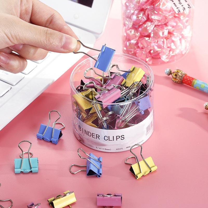 40PCS Assorted Colour Bulldog Foldback Mini Metal Binder Clips Paper File Clips 19MM