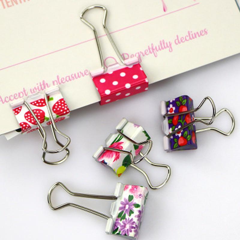 Cute Cartoon Kawaii Heart Dot Metal Clip Creative Strawberry Clips for Kids School Supplies