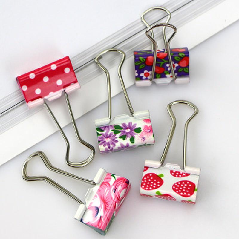 Cute Cartoon Kawaii Heart Dot Metal Clip Creative Strawberry Clips for Kids School Supplies